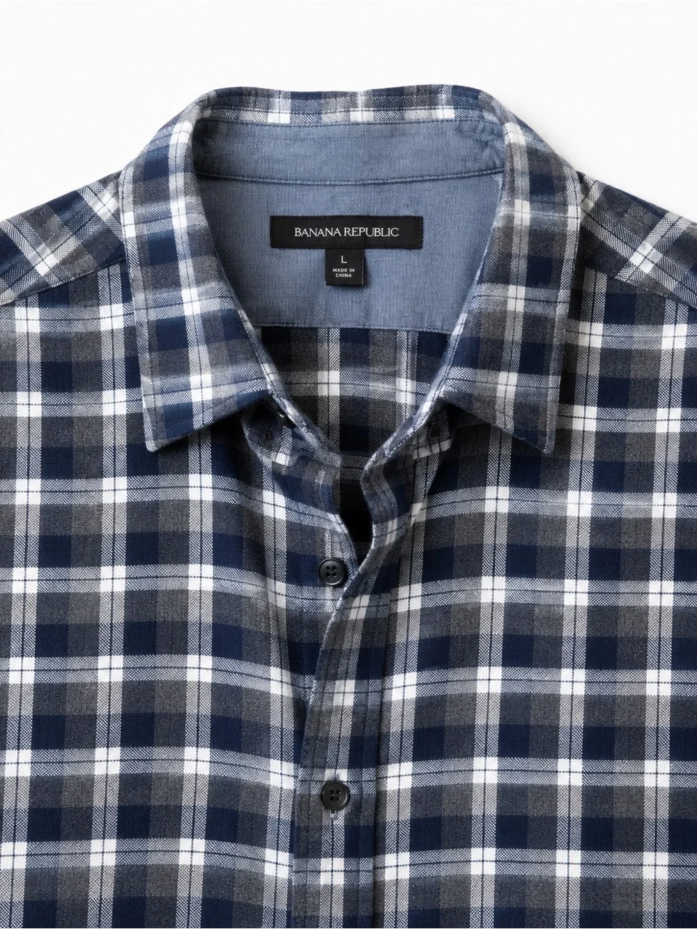 Banana Republic Men's Slim Fit Plaid Cotton Shirt Long Sleeve L